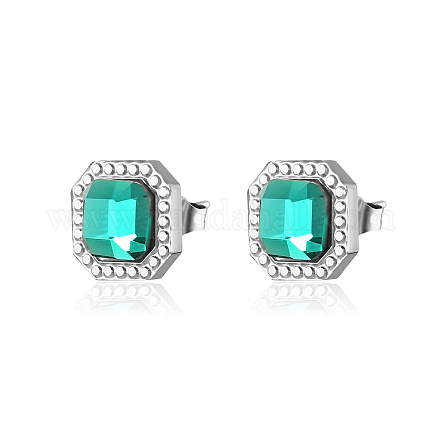 Квадратные серьги-гвоздики из нержавеющей стали со стразами TT2576-2-1