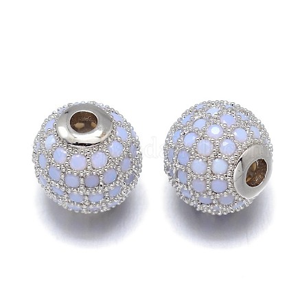 Round Eco-Friendly Brass Micro Pave Cubic Zirconia Beads ZIRC-F009A-20P-NR-1