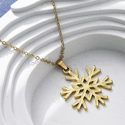 Ожерелья с подвесками из нержавеющей стали 304 в виде снежинки NJEW-M096-07G-1