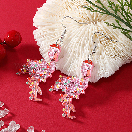 Милые рождественские акриловые серьги-подвески в виде страуса WY1502-1-1
