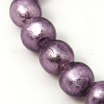 Chapelets de perles de feuille d'argent en verre FOIL-G019-10mm-04-1