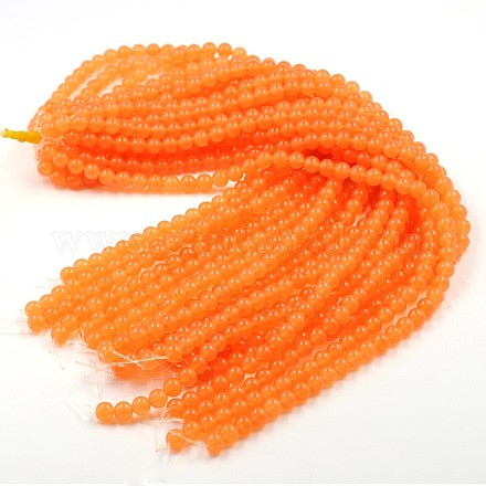 Dyed Natural White Jade Round Bead Strands G-J268-8mm-05-1