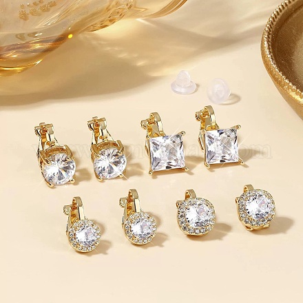 Латунные серьги-манжеты из прозрачного кубического циркония EJEW-Z148-01G-1