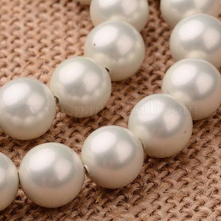 Polished Round Grade A Shell Pearl Bead Strands BSHE-M027-10mm-27-1