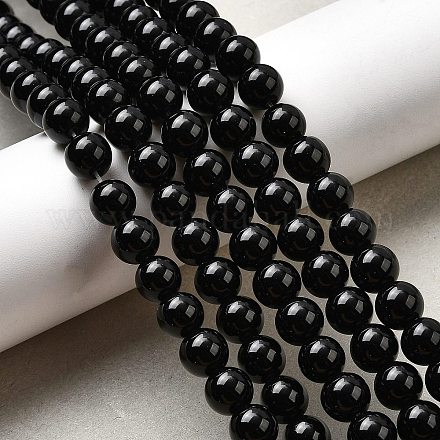 Натуральный черный обсидиан бисер пряди G-L632-A01-8mm-1