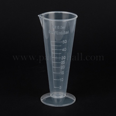 計量カッププラスチック工具  目盛り付きカップ  ホワイト  5x4.7x11.5cm  容量：50ml（1.69fl.oz） AJEW-P092-01B-1
