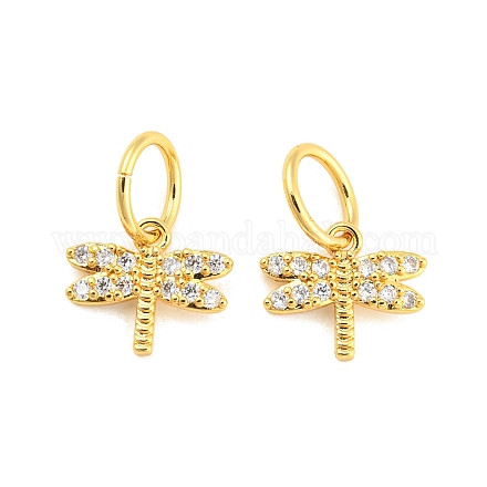 Brass Micro Pave Clear Cubic Zirconia Charms ZIRC-L091-073G-1