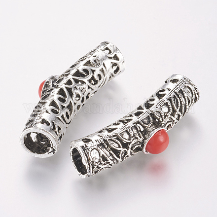 Perles de tube creux en alliage de style tibétain PALLOY-K210-07B-AS-1