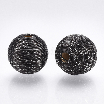 Perline di legno ricoperte con filo di poliestere WOVE-S117-16mm-02-1