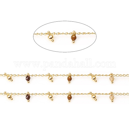Chaînes de perles d'agate indienne naturelle à facettes faites à la main CHC-E021-02D-1