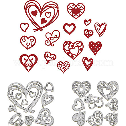 Plantillas de troqueles de corte de acero al carbono con forma de corazón para el día de San Valentín DIY-WH0309-1554-1