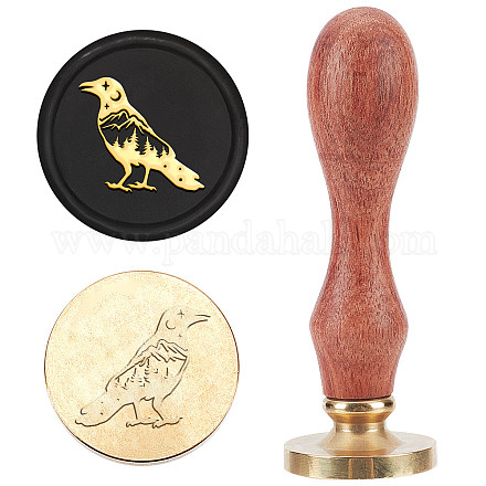 MAYJOYDIY Crow Wax Seal Stamp Mountain Forest Moon Star Sealing Stamp 25mm Halloween Sealing Wax Stamp Retro Removable Brass Head Invitation Envelope Gift Wrapping AJEW-WH0208-808-1