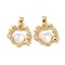 Brass Micro Pave Cubic Zirconia Pendents, with Shell, Heart Charms, Real 18K Gold Plated, 13.5x14.5x3mm, Hole: 4x2mm