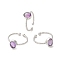 Natural Amethyst Open Cuff Ring, with Brass Findings, Oval, Inner Diameter: 18~18.7mm