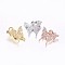 Long-Lasting Plated Brass Micro Pave Cubic Zirconia Charms, Butterfly, Mixed Color, 11x12x2.5mm, Hole: 3mm