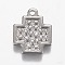 Tarnish Resistant 304 Stainless Steel Pendants, Cross, Stainless Steel Color, 19x15.5x2.5mm, Hole: 2mm