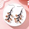 316 Surgical Stainless Steel Glass Seed Beads Chip Dangle Earrings, with Natural Red Agate, Stainless Steel Color, 60~62mm