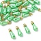 30Pcs ABS Plastic Imitation Pearl Pendants, Teardrop, with Alloy Micro Pave Crystal Rhinestone, Medium Spring Green, 21x8mm, Hole: 2.5mm
