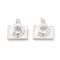 Brass Micro Pave Clear Cubic Zirconia Pendants, with Jump Rings, Cadmium Free & Lead Free, Long-Lasting Plated, Camera, Platinum, 19x19x7.5mm, Hole: 3mm