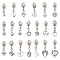 20Pcs Alloy Replacement Zipper Sliders, Heart, with Alloy Pendants, Platinum, 35~50mm