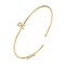 Rack Plating Brass Micro Pave Clear Cubic Zirconia Letter Open Cuff Bangles, Torque Bangles for Women, Real 18K Gold Plated, Lead Free & Cadmium Free, Letter R, Inner Diameter: 1-7/8x2-1/4 inch(4.8x5.8cm)