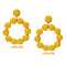 Raffia Stud Dangle Earrings, Ring, Gold, 60x50mm