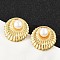 304 Stainless Steel ABS Plastic Pearl Stud Earrings for Women, Ion Plating(IP), Flat Round, Real 18K Gold Plated, 22mm
