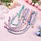 6Pcs 6 Colors Polyester & Spandex Cord Ropes Pendant Decorations, with Flower Acrylic Beads & Spray Painted Alloy Spring Gate Rings, Mixed Color, 500x15x13mm, 1pc/color