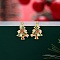 925 Sterling Silver Cubic Zirconia Stud Earrings, Golden, Christmas Tree, 13x9mm