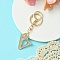 Golden Alloy Rhinestone Keychain, with Alloy Clasp and Iron Rings, Letter V, 10cm, Pendant: 43mm