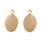 Brass Pendants, Cadmium Free & Lead Free, Oval Charms, Real 24K Gold Plated, 12.5x8x0.7mm, Hole: 1.4mm