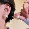 Alloy Stud Earrings, with Imitation Pearl Beads and 925 Sterling Silver Pins, Golden, Round
