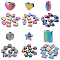 60Pcs 6 Style Rack Plating Rainbow Color Alloy Beads, Mix-shaped, 5.5~8.5x6~8x3~4.5mm, Hole: 1.2~1.6mm, 10pcs/style