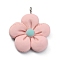 Opaque Resin Pendants, with Platinum Tone Iron Loops, Flower, Pink, 27.5x23.5x5.5mm, Hole: 2mm