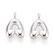 4Pcs Brass Pendants, 925 Sterling Silver Plated, Letter A, 19x13x4.5mm, Hole: 3.2mm