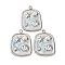 304 Stainless Steel Enamel Pendants, with ABS Plastic Imitation Pearl Beads, Rectangle with Starfish & Shell, White, 23.5x17.5x5.5mm, Hole: 1.6mm