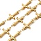 304 Stainless Steel Cross Link Chains, Unwelded, with Spool, Real 18K Gold Plated, 25x13x3.5mm, 5m/roll