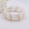 Acrylic Bamboo Joint Beaded Bracelets for Women, White, Inner Diameter: 2-1/4 inch(5.8cm)