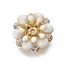 Brass Bead Caps, with Enamel and Rhinestone, Flower, Golden, Linen, 12x5mm, Hole: 0.8mm, Inner Diameter: 3mm