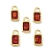 Epoxy Resin Charms, Rectangle, with Brass & Gold Foil, Rack Plating, Long-Lasting Plated, Lead Free & Cadmium Free, Real 18K Gold Plated, Red, 13.5x7x2mm, Hole: 2.8mm