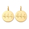 304 Stainless Steel Pendants, Flat Round with Lucky Number 444 Charm, Golden, 16.5x12x1.5mm, Hole: 3.5mm