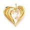 Brass Micro Pave Cubic Zirconia Pendants, Heart Charms, Real 18K Gold Plated, 34.5x30.5x8.5mm, Hole: 4.5x5.5mm