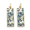 Brass Micro Pave Clear Cubic Zirconia Pendants, with Enamel and Jump Rings, Rectangle, Real 18K Gold Plated, 22x8x1.5mm, Hole: 4mm