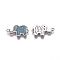 Brass Micro Pave Cubic Zirconia Normal Links, Elephant, Light Sky Blue, Platinum, 11x19.5x2mm, Hole: 1mm