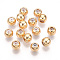 Brass Beads, with Rubber Inside, Slider Beads, Nickel Free, Round, Real 18K Gold Plated, 5mm, Hole: 2.2mm