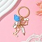 Alloy Enamel Keychain, with Iron Findings, Dodger Blue, 8cm
