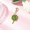 Handmade Seed Beaded Pendants Decorations, with Alloy Lobster Claw Clasps, Clover, Lime, 53mm