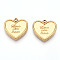 Ion Plating(IP) 316L Surgical Stainless Steel Pendants, Nickel Free, Heart with Word Love You More, Real 18K Gold Plated, 14.5x15x2.5mm, Hole: 1.4mm