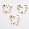 Brass Connectoe Rhinestone Settings, Real 18K Gold Plated, Hollow Butterfly, 26x32x3mm, Fit For 1.5mm Rhinestone