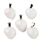 Natural White Jade Charms, with Silver Tone Metal Findings, Heart, 16x6mm
